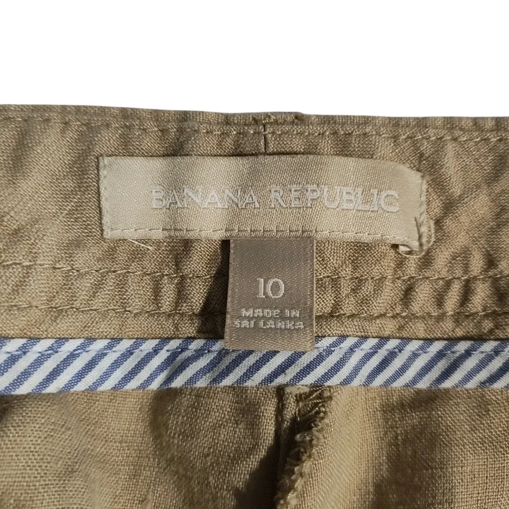 Banana Republic 100% Linen Pants Wide Leg Trousers Tan Career Coastal Size 10